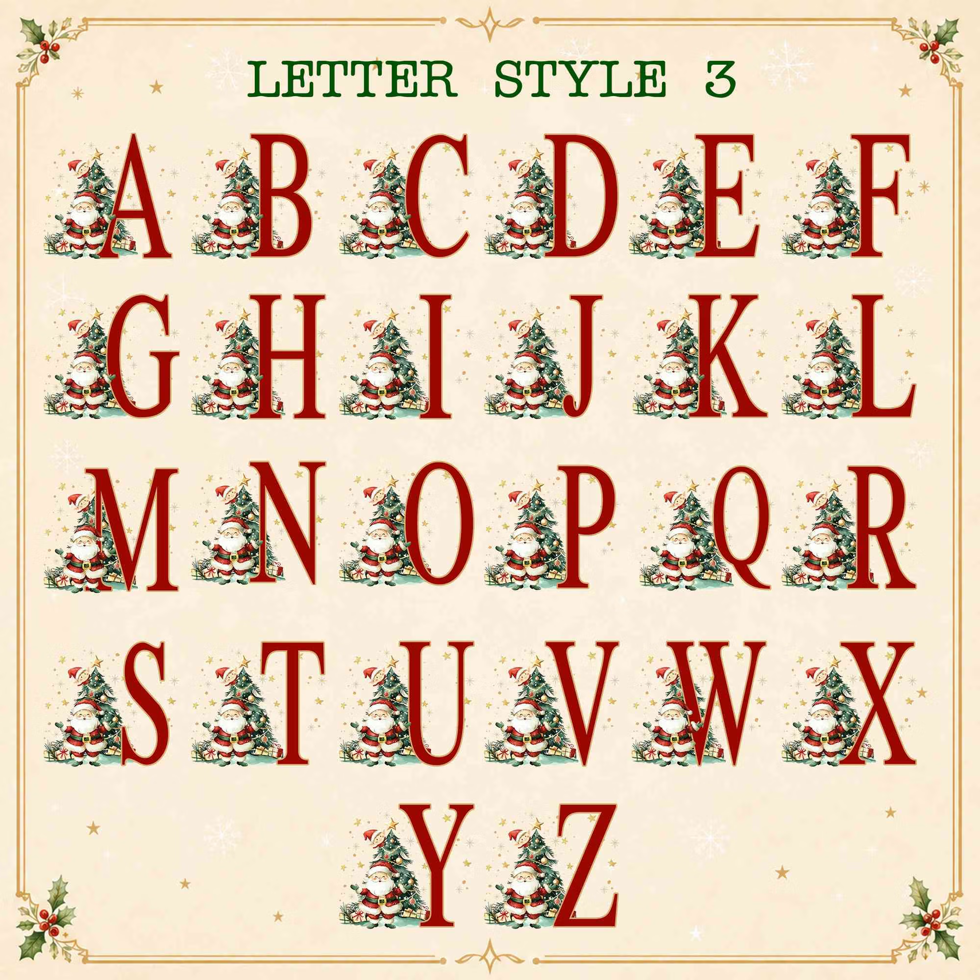 Personalized Name Gingham/Santa/Hat & Lights Alphabet Christmas Stickers, Holiday Gift Box/Treat Bag Labels, Christmas Gifts for Kids/Family/Friends