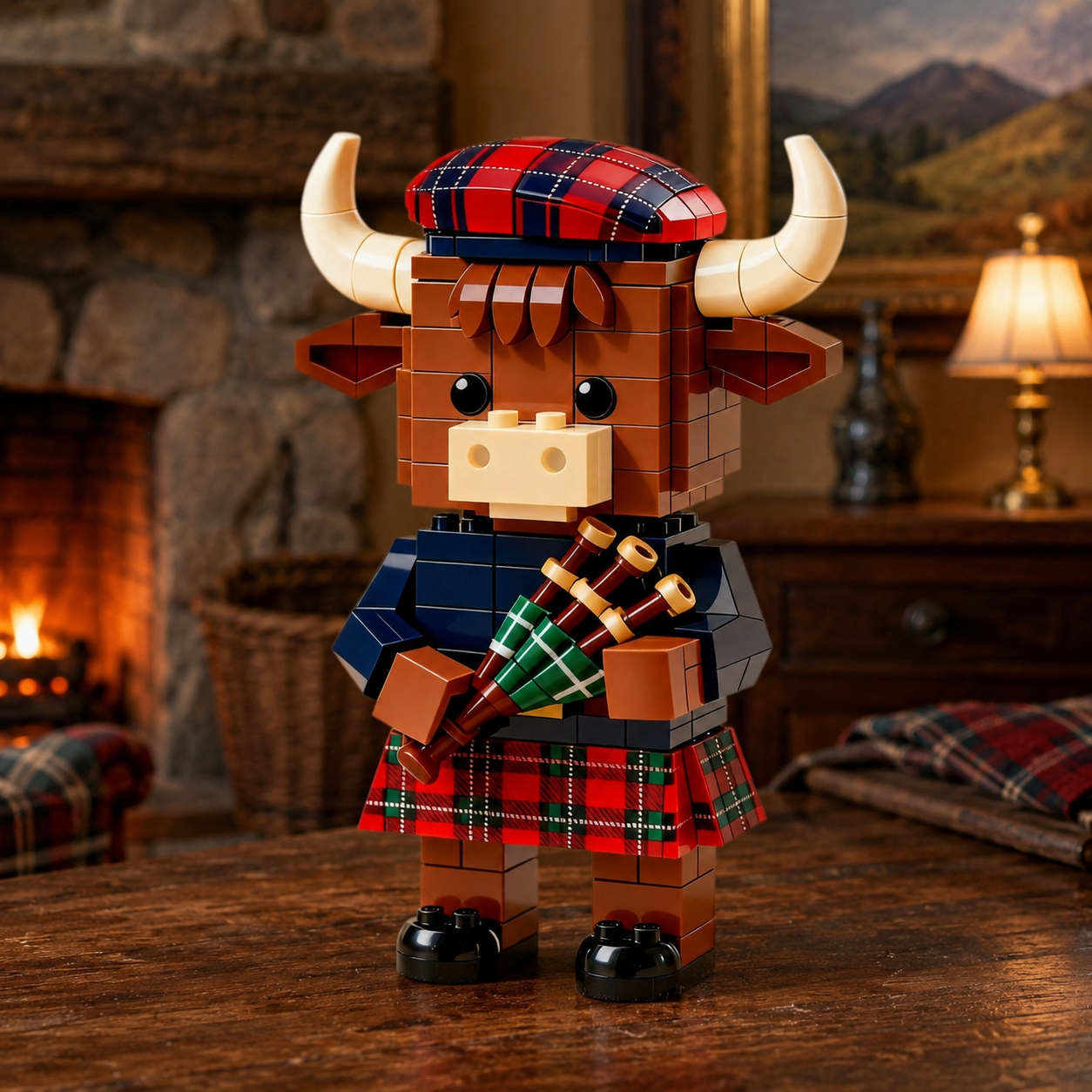 2026 Limited Edition--Scottish Highland Cow Bagpiper Brick Set