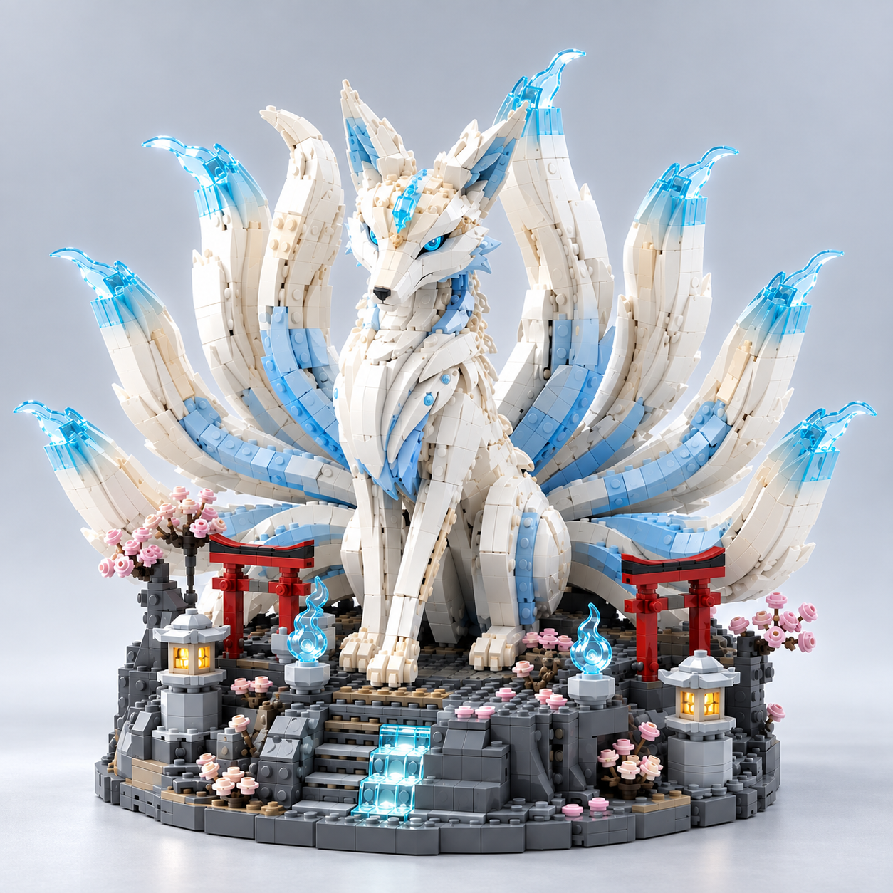 Spirit of the Nine Tails Mythical Fox Building Block Set