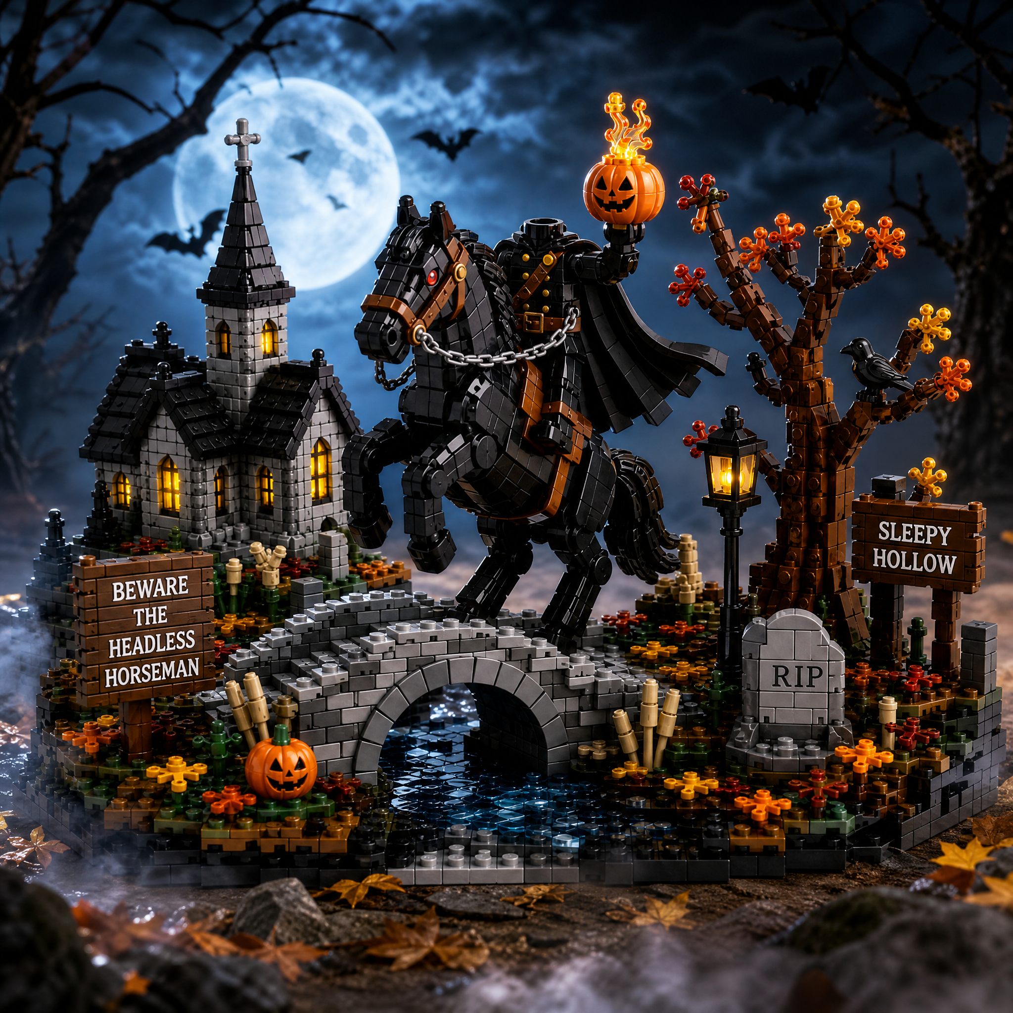 Sleepy Hollow Headless Horseman Building Blocks Set