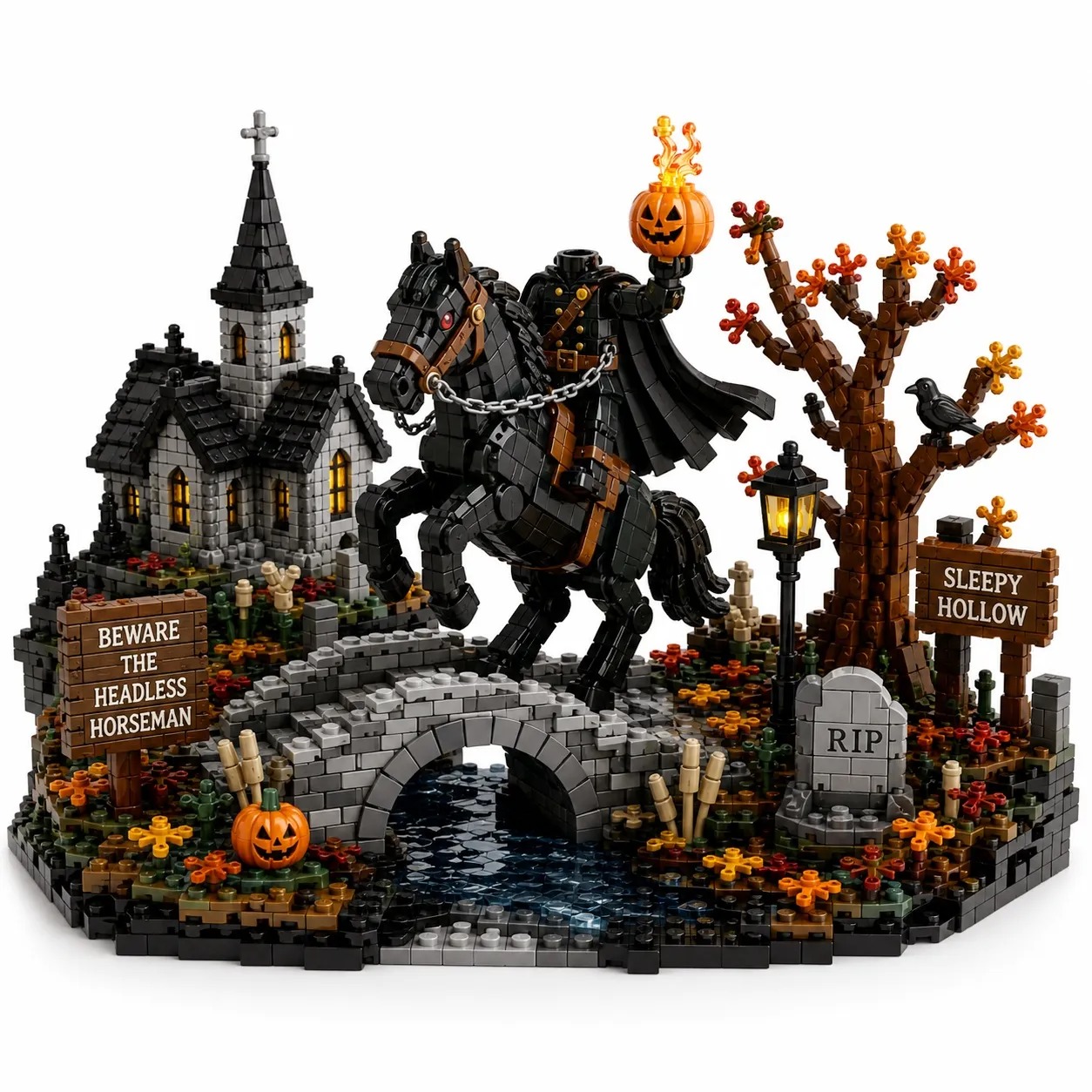 Sleepy Hollow Headless Horseman Building Blocks Set