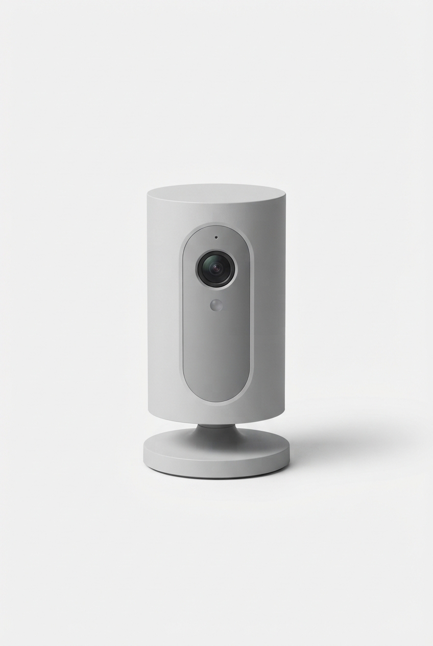 Light grey indoor security camera front view