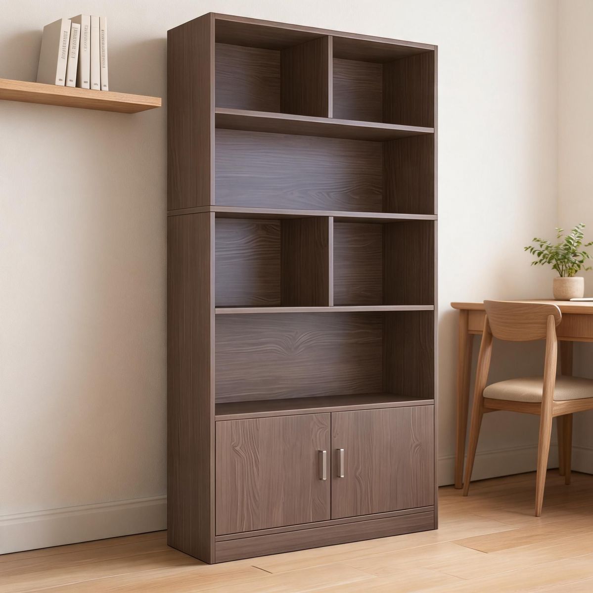 Wine Cabinet 24" Extra Deep Storage Bookcase, Tall Narrow Bottle Display Cabinet in Brushed Black Oak-Tuwine
