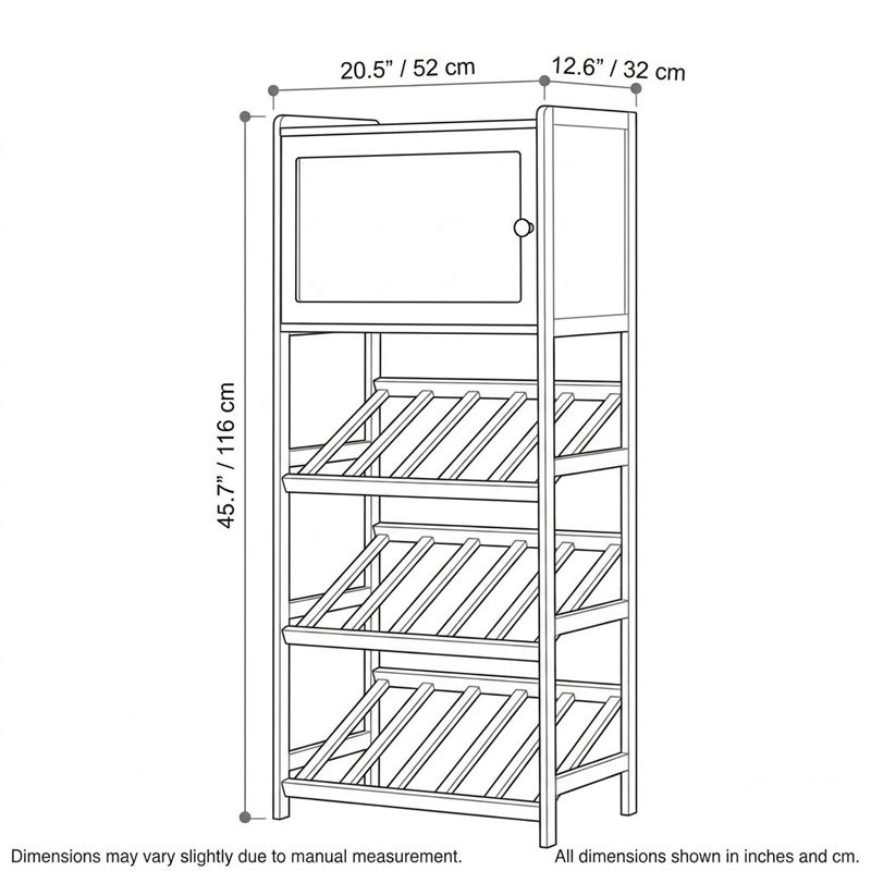 4-Tier Natural Bamboo Wine Cabinet with Acrylic Door, Tall Open Bottle Rack Storage, and Top Shelf for Dining Room or Bar Area-Tuwine