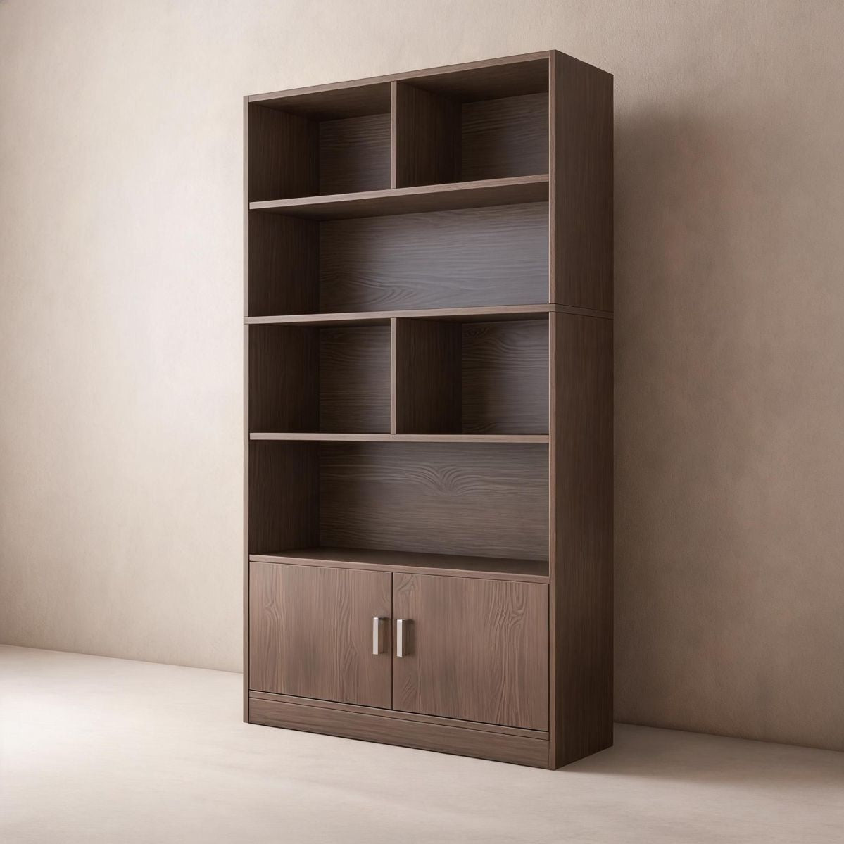Wine Cabinet 24" Extra Deep Storage Bookcase, Tall Narrow Bottle Display Cabinet in Brushed Black Oak-Tuwine