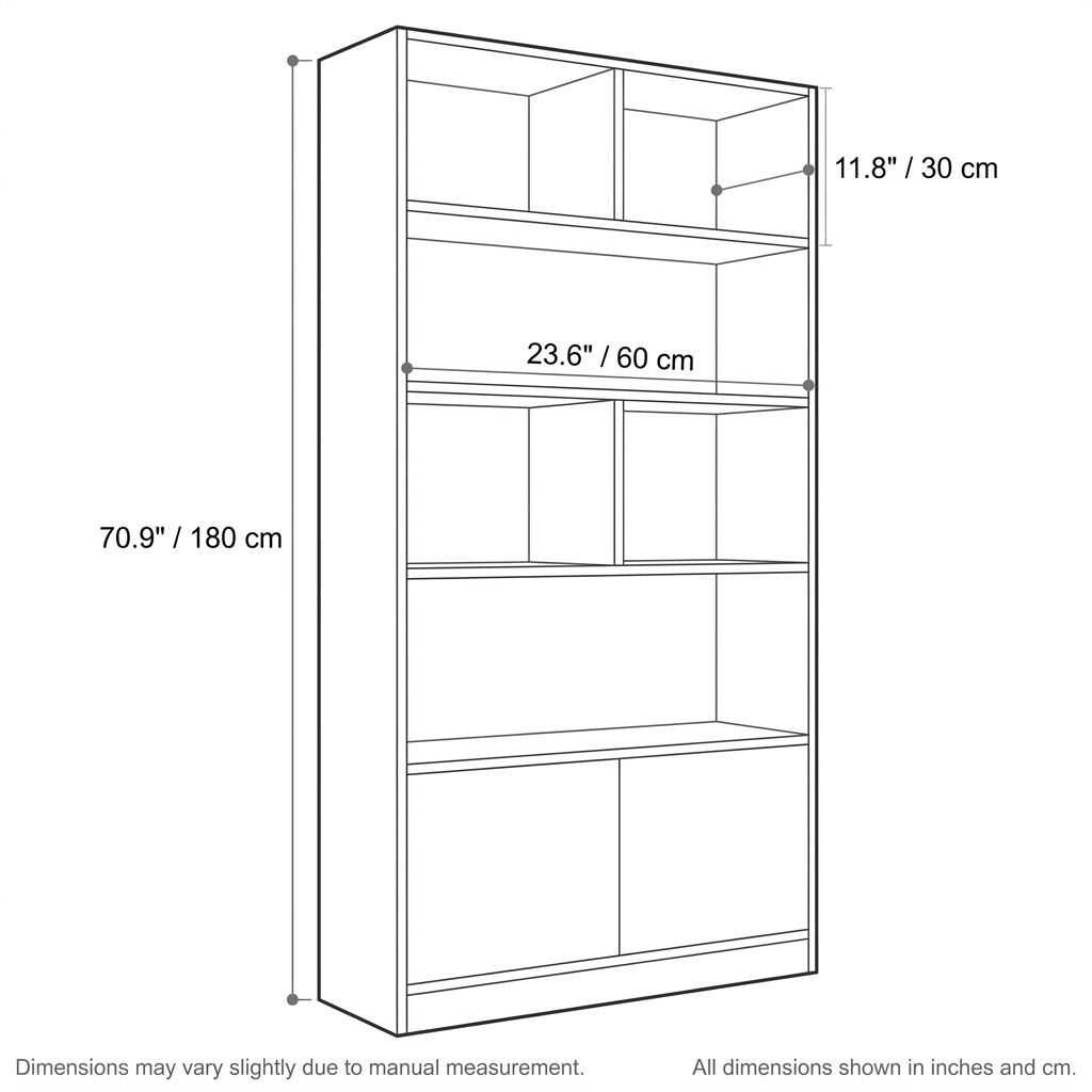 Wine Cabinet 24" Extra Deep Storage Bookcase, Tall Narrow Bottle Display Cabinet in Brushed Black Oak-Tuwine