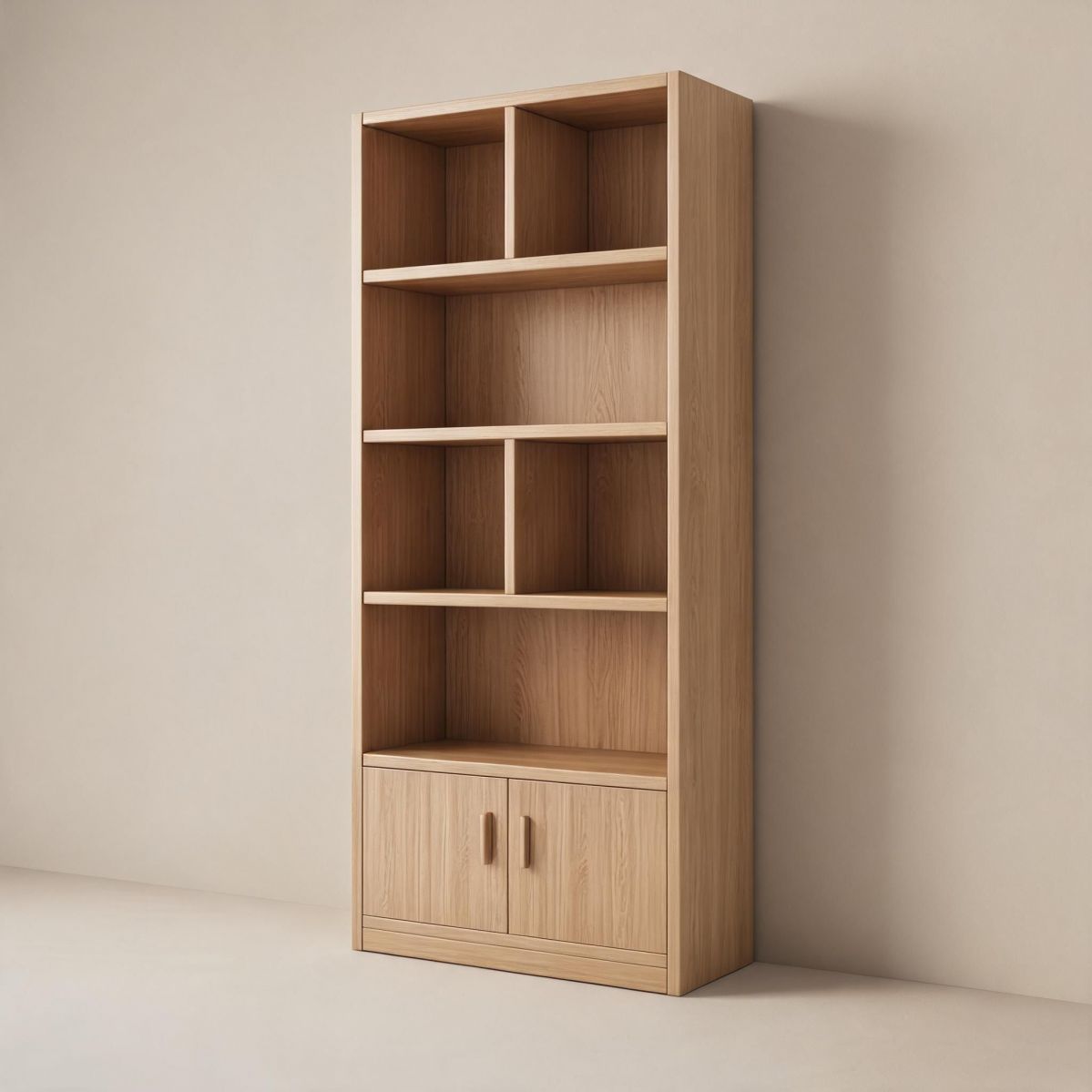 24"W x 12"D x 71"H Natural Tall Wine Cabinet with Open Display Shelves and 2-Door Lower Storage for Dining Room or Bar Area-Tuwine