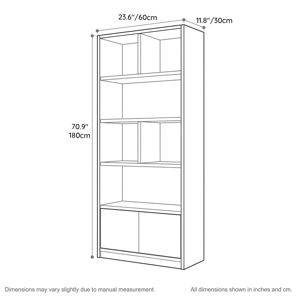 24"W x 12"D x 71"H Natural Tall Wine Cabinet with Open Display Shelves and 2-Door Lower Storage for Dining Room or Bar Area-Tuwine