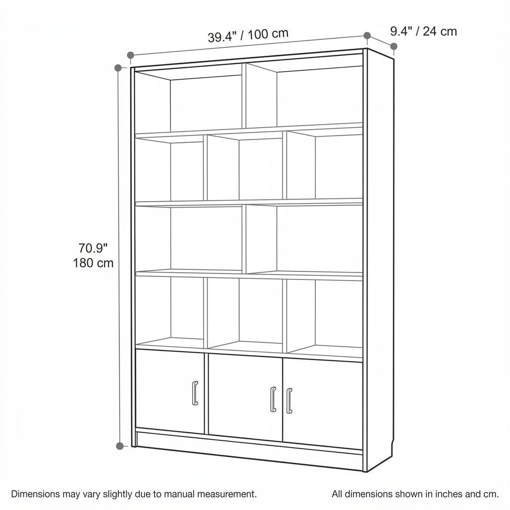39" Wine Cabinet Bookcase Style Bar Storage Unit in Pastoral Oak with Open Shelves and 3 Lower Doors-Tuwine