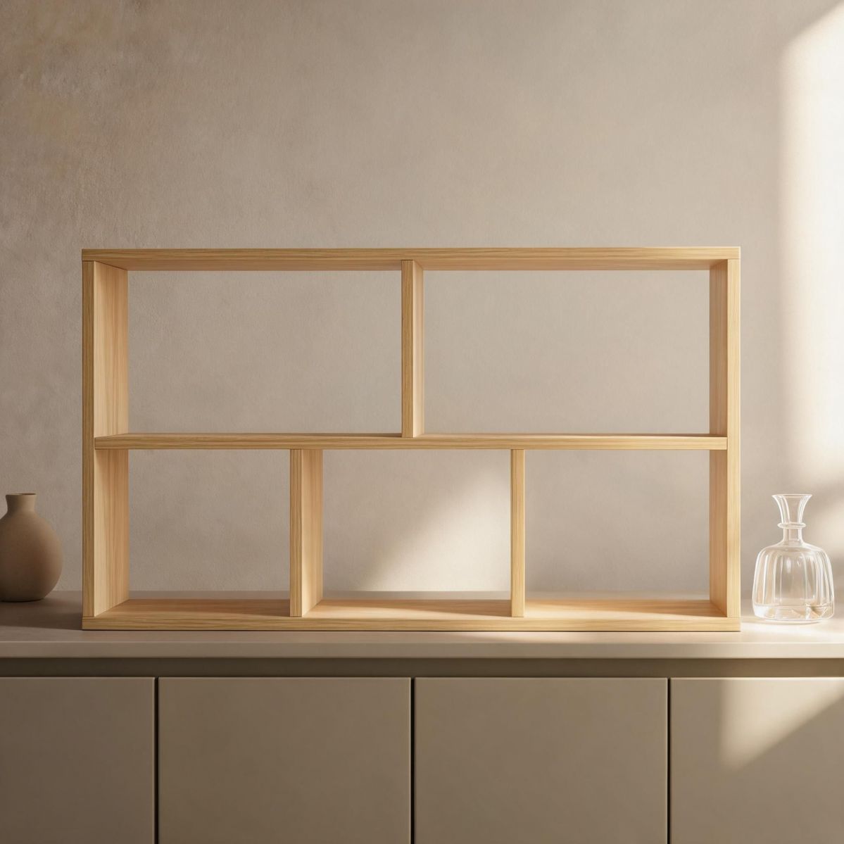 31"W x 8"D x 39"H 3-Tier Narrow Wall Shelf in Light Walnut with Open Wine Bottle Display Cubbies for Small Space Kitchen or Dining Wall-Tuwine