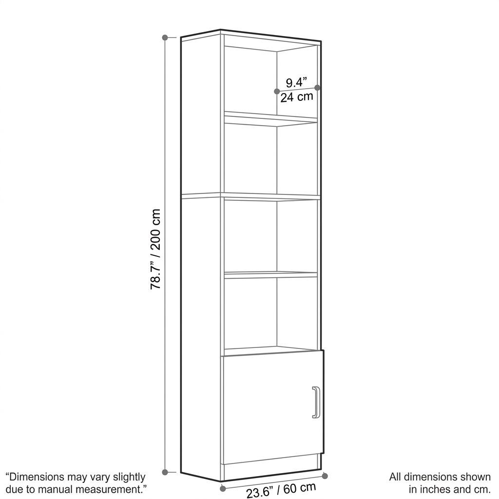 24"W x 9"D x 79"H Narrow Wine Cabinet for Small Spaces with Open Bottle Shelves and Lower Door, Black-Tuwine
