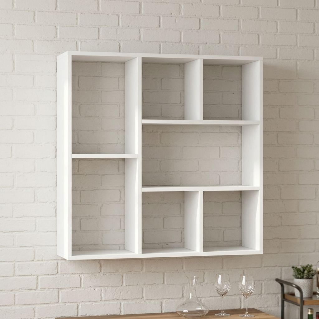 41"W Wall-Mounted Wine Cabinet in White, Open Display Storage Cabinet Without Wine Grid for Dining Room or Kitchen-Tuwine