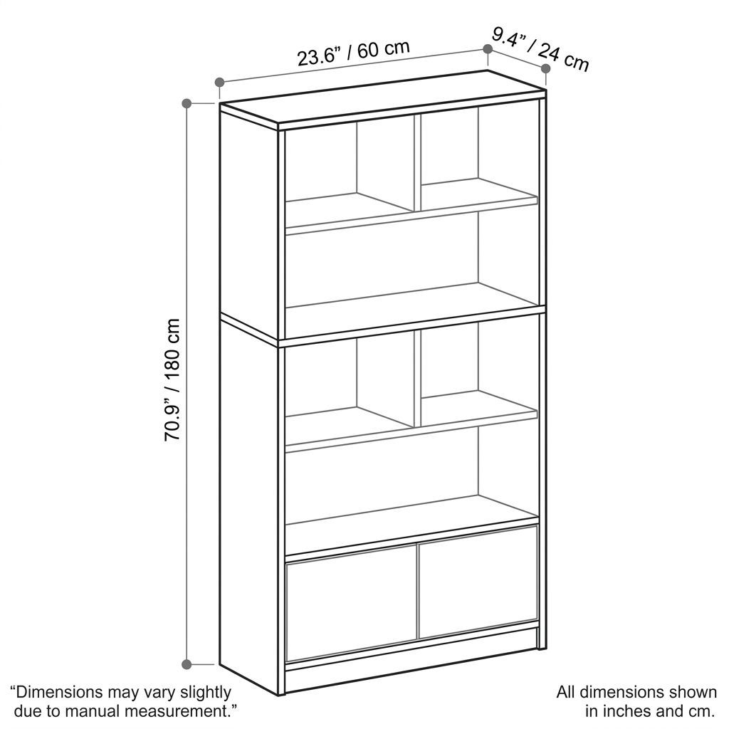 24"W x 9"D x 71"H Tall Wine Cabinet with Open Display Shelves and 2-Door Lower Storage, Particleboard Floor-Standing Bar Cabinet-Tuwine
