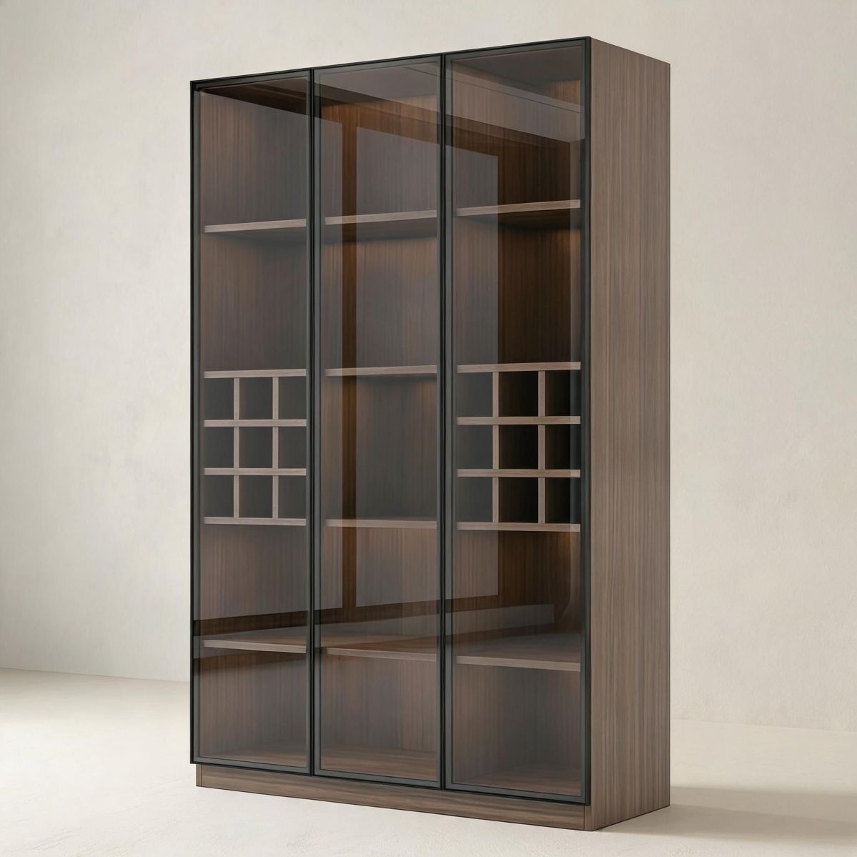 16 in Width Option Tall Wine Display Cabinet with Single Glass-Front Door, 40 x 40 x 200 cm-Tuwine