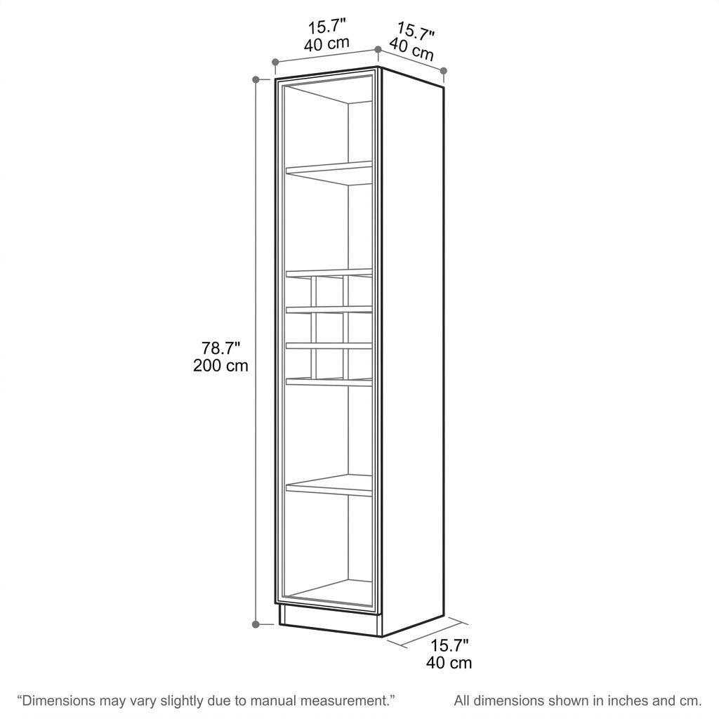 16 in Width Option Tall Wine Display Cabinet with Single Glass-Front Door, 40 x 40 x 200 cm-Tuwine