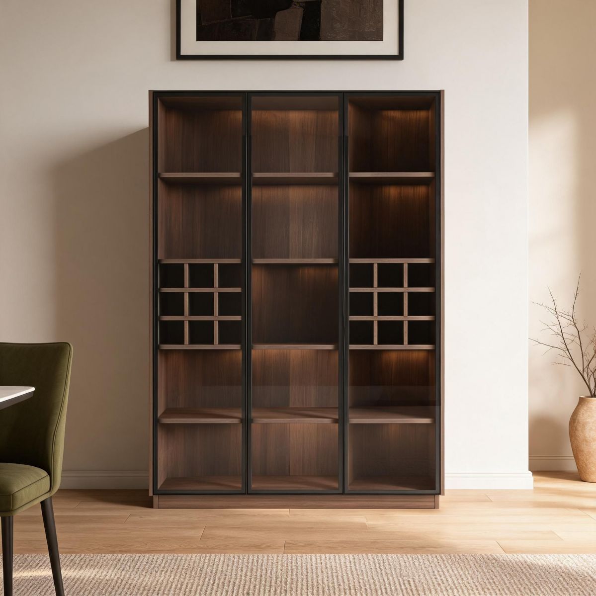 16 in Width Option Tall Wine Display Cabinet with Single Glass-Front Door, 40 x 40 x 200 cm-Tuwine