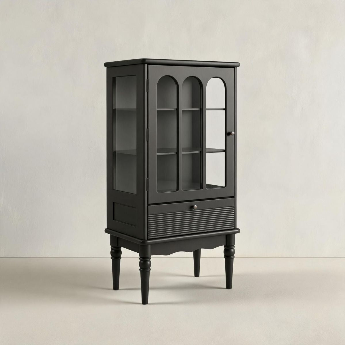 A White Ash Wood Finish Sideboard Cabinet Featuring a Compact 24"W x 16"D x 47"H Size for Wine Display in Dining Areas-Tuwine