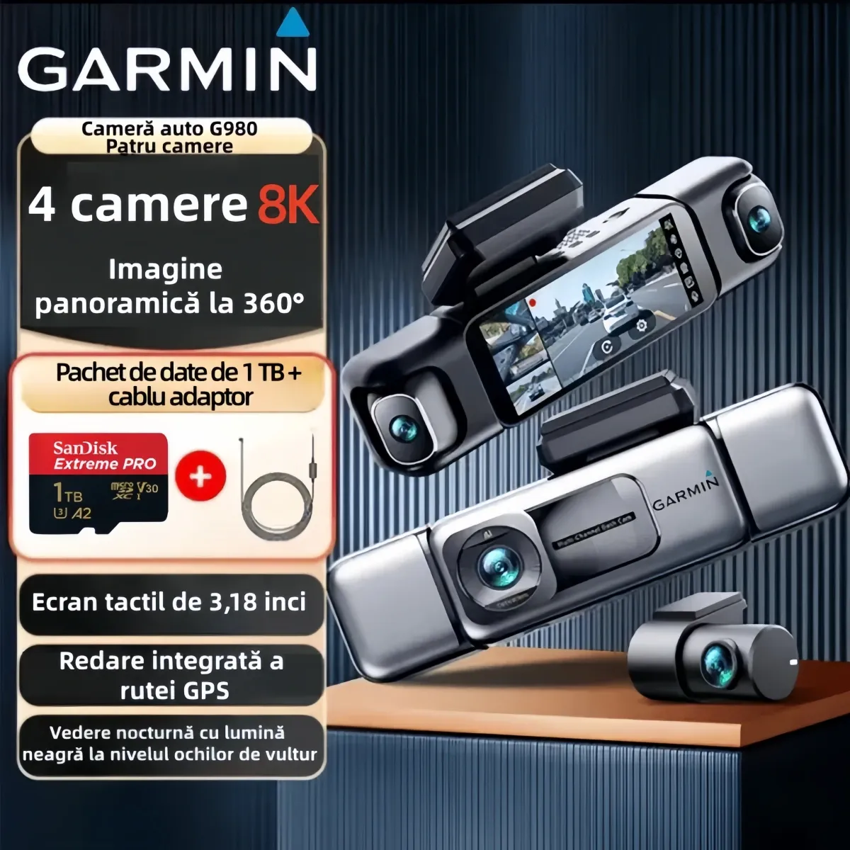 🎥🎥 Cameră inteligentă pentru mașină – 8K Ultra HD, panoramă la 360°, vedere nocturnă și urmărire GPS, toate într-unul! 🚗🚗