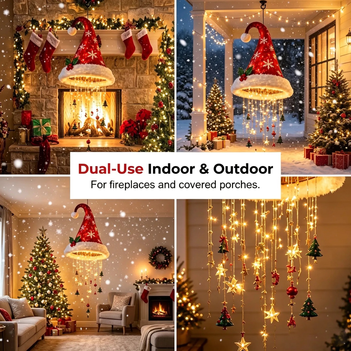 ✨Lighted Santa Hat Hanging Chandelier – Make Christmas Glow