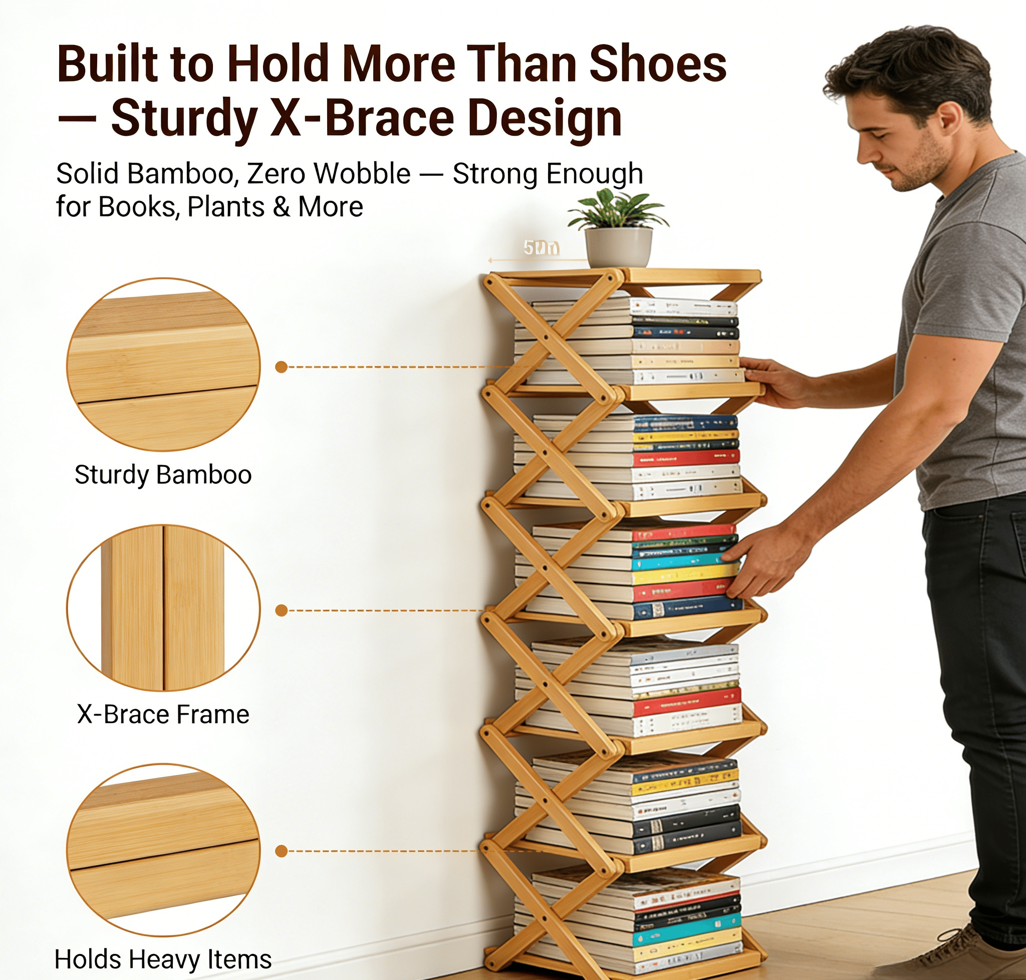 Last Day 70%OFF-The 9-Tier No-Assembly Bamboo Rack !🌿👟