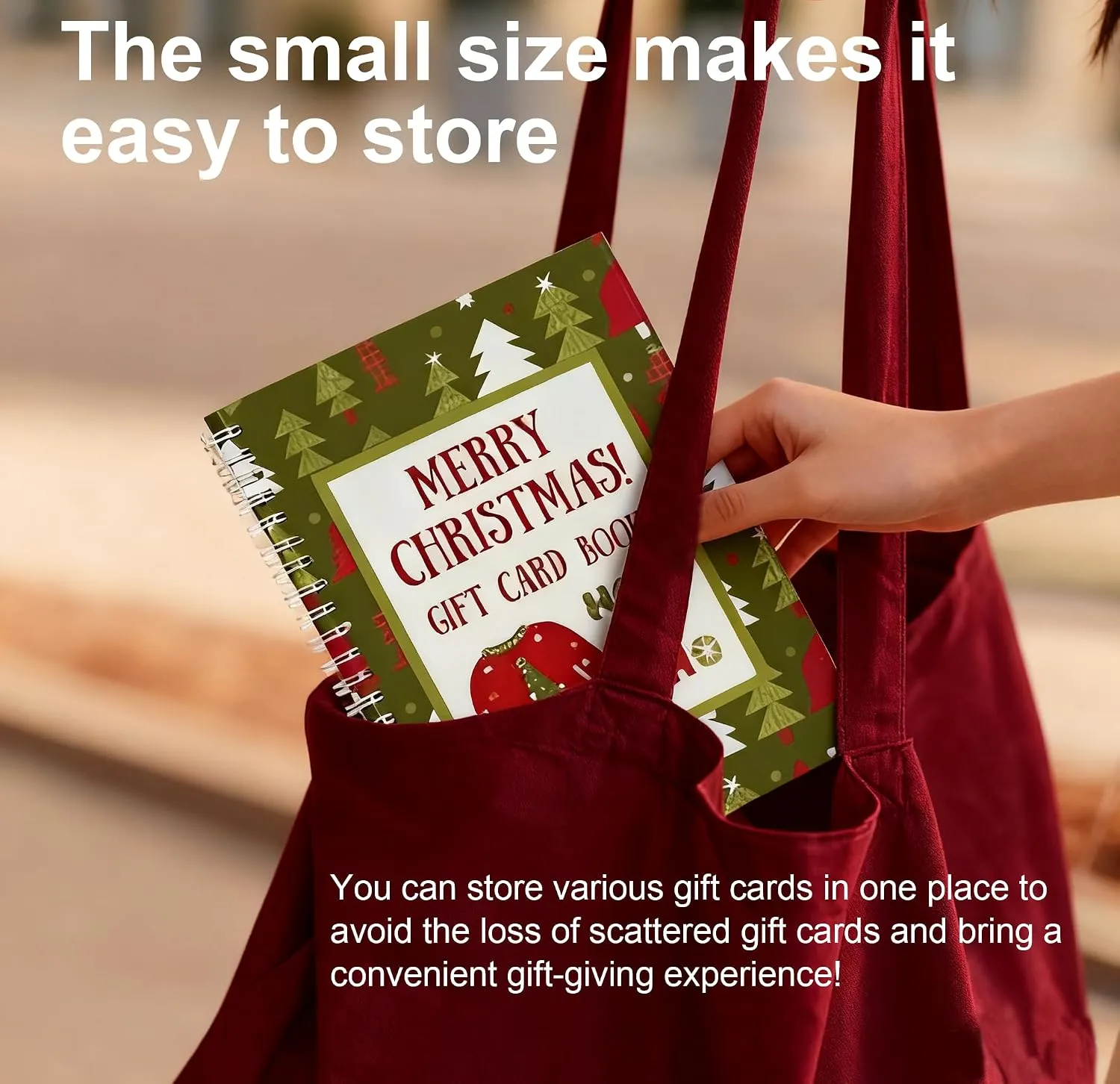 Compact Christmas gift card book easy to carry and store