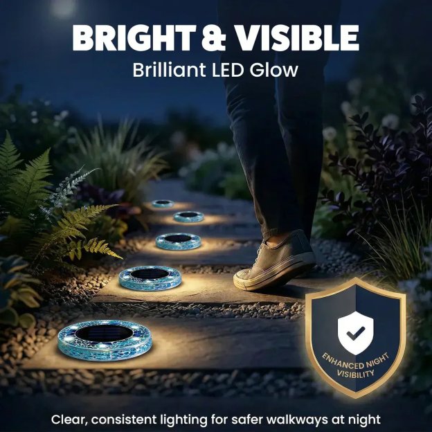 🛋️Solar Mosaic Disk Lights – Waterproof LED Pathway Lights with Auto On/Off