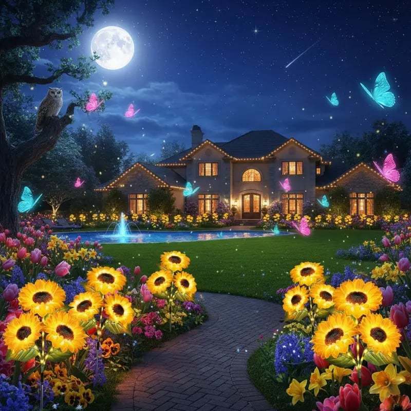 🌻 65K+ SOLD! 2026 UPGRADED Solar Sunflowers – Hyper-Realistic Petals, Stunning Shadow Projections & Dusk-to-Dawn Garden Mag