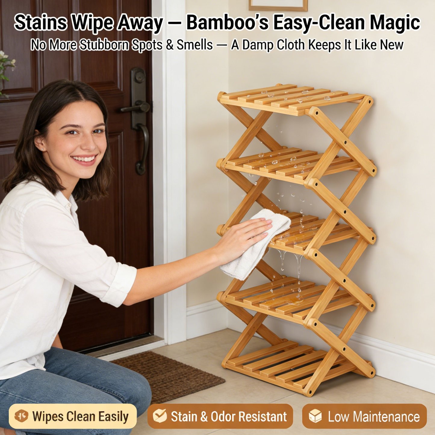 Last Day 70%OFF-The 9-Tier No-Assembly Bamboo Rack !🌿👟
