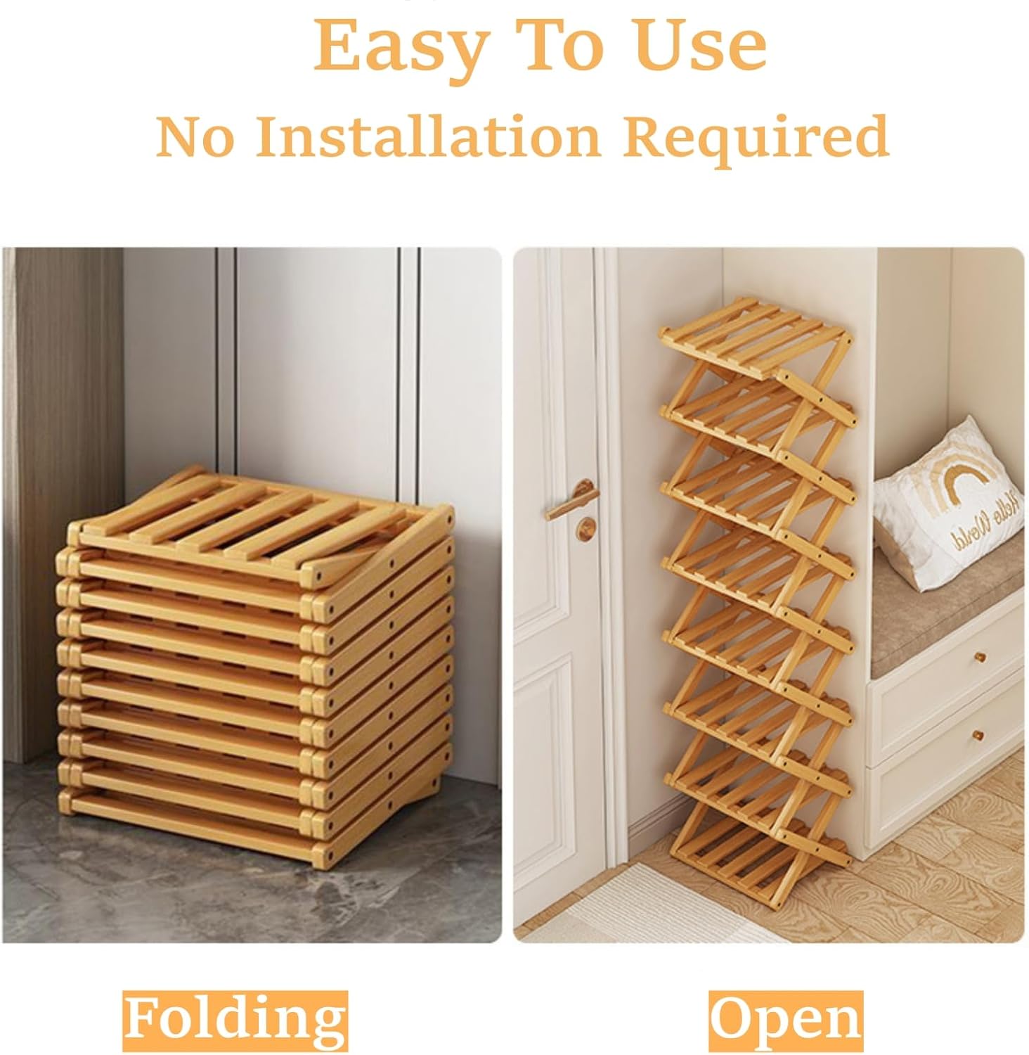 Last Day 70%OFF-The 9-Tier No-Assembly Bamboo Rack !🌿👟