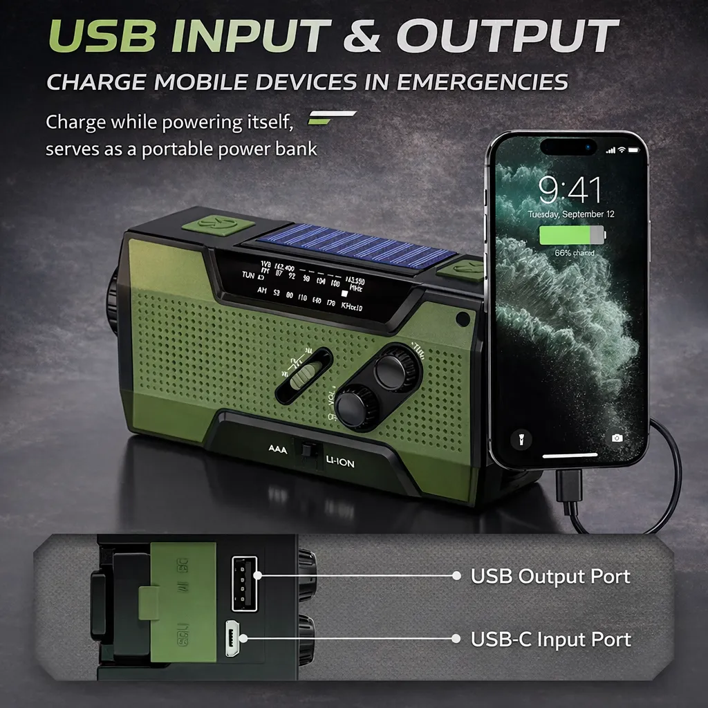 Big Christmas Sale 70%OFF - Self-Powered Weather Alert & 2000mAh Power Bank Radio 🔥