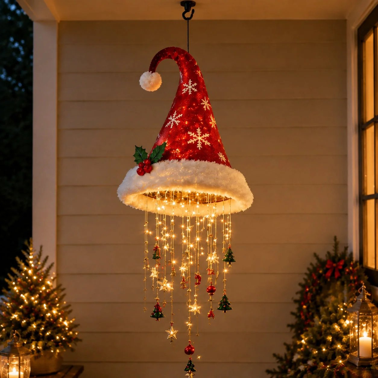✨Lighted Santa Hat Hanging Chandelier – Make Christmas Glow