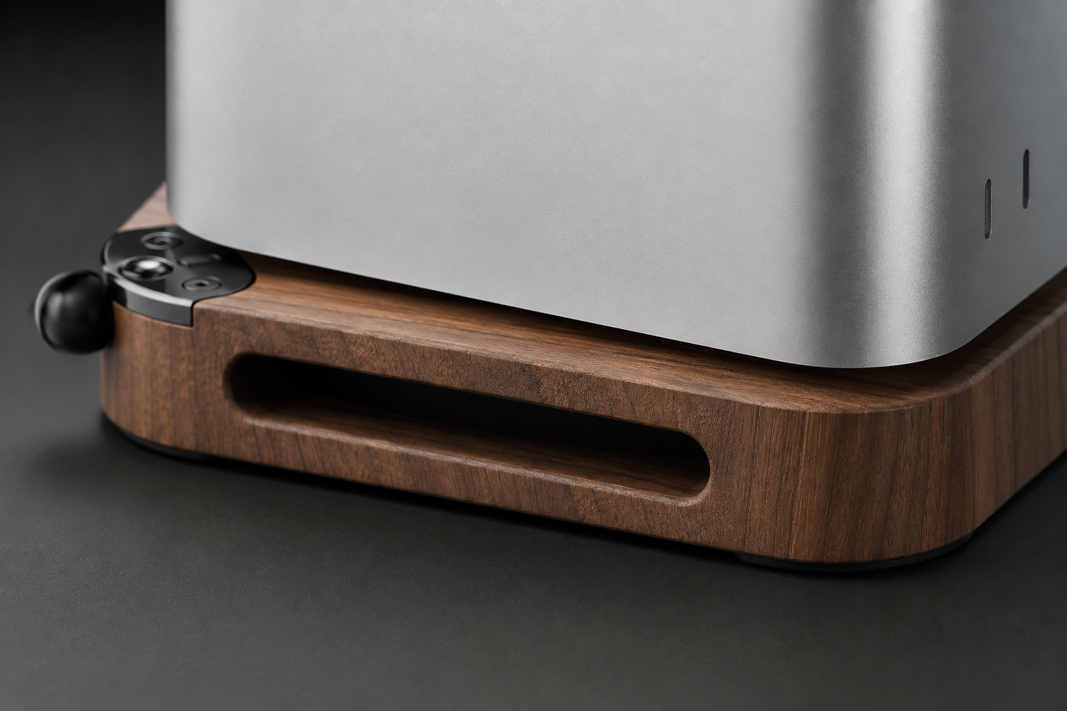 Walnut Mac mini Base with Power Button Access