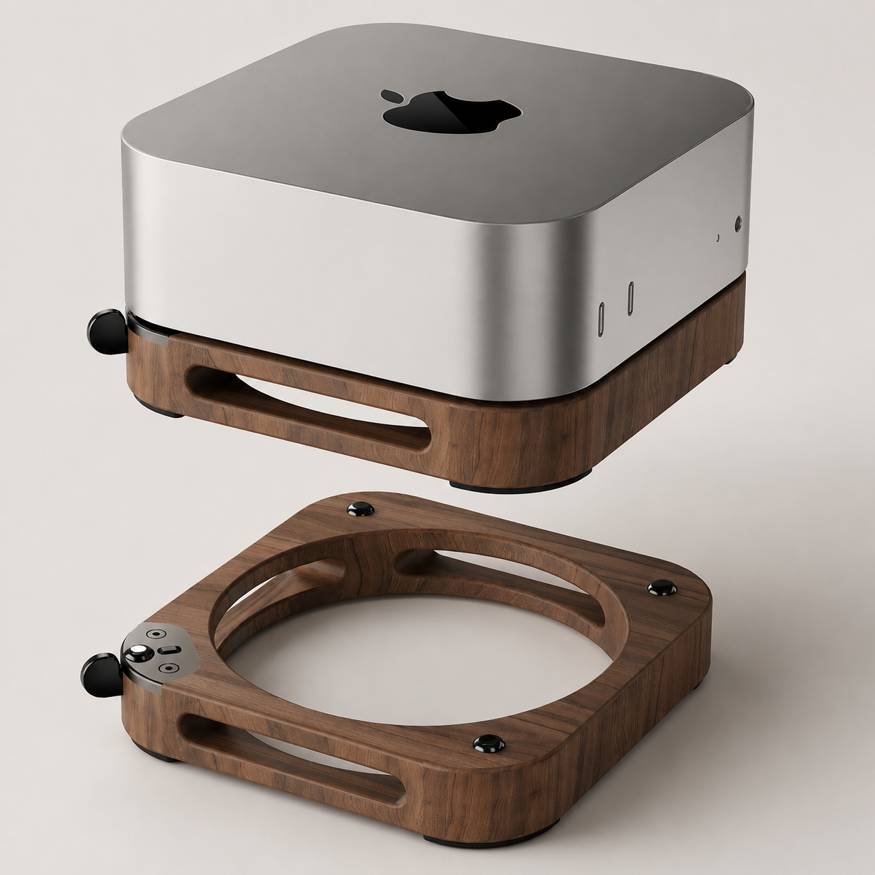 Walnut stand with Mac mini