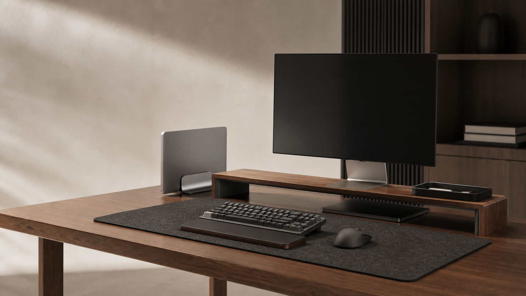 Formgrain walnut desk system