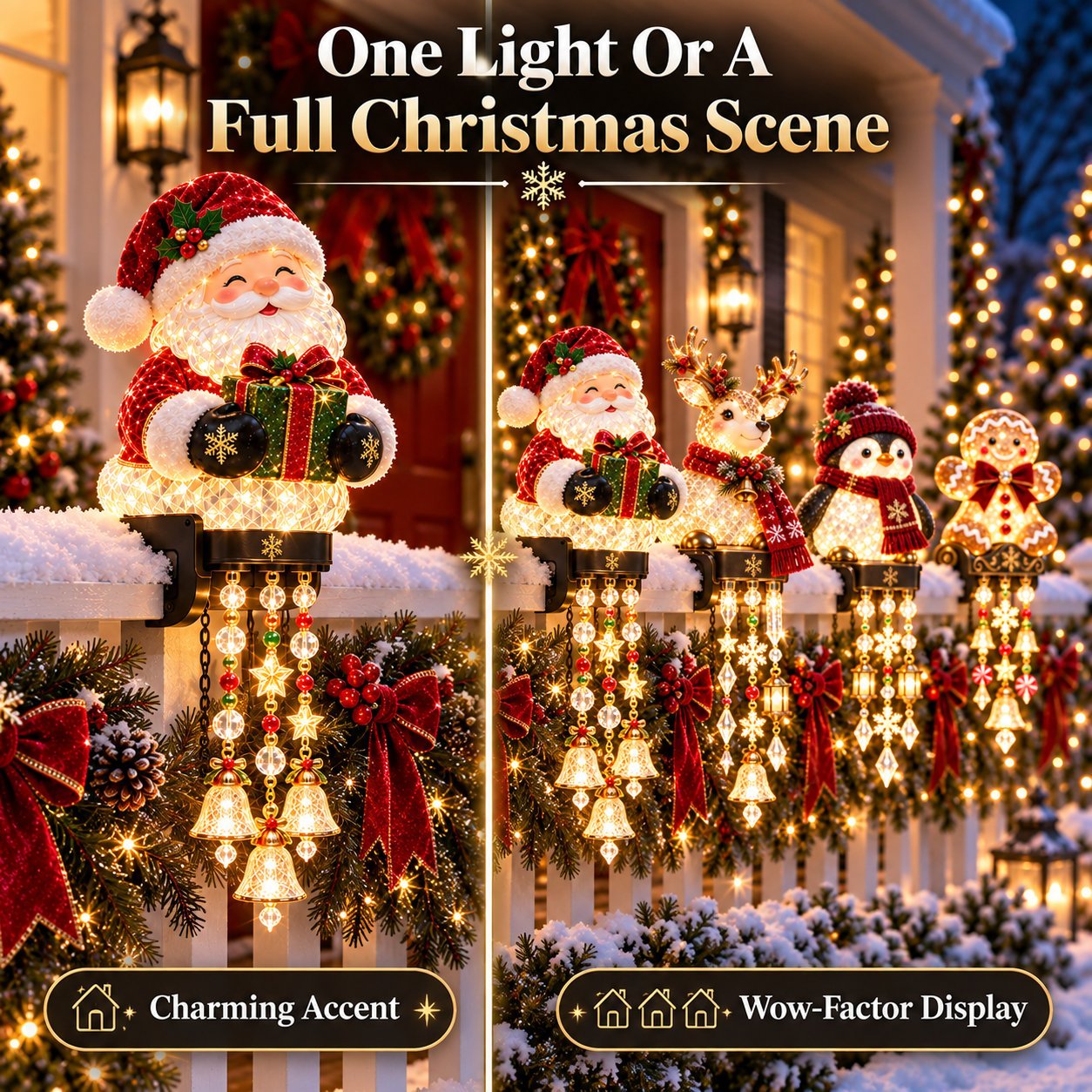 ⏳Last Day 50% OFF🎄 Christmas Porch Railing Lights – 4 Festive Character Designs