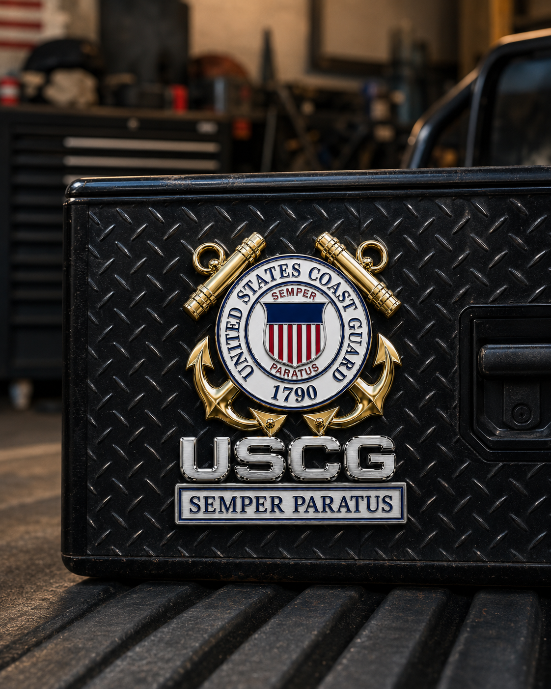 U.S. Coast Guard Semper Paratus Metal Vehicle Badge