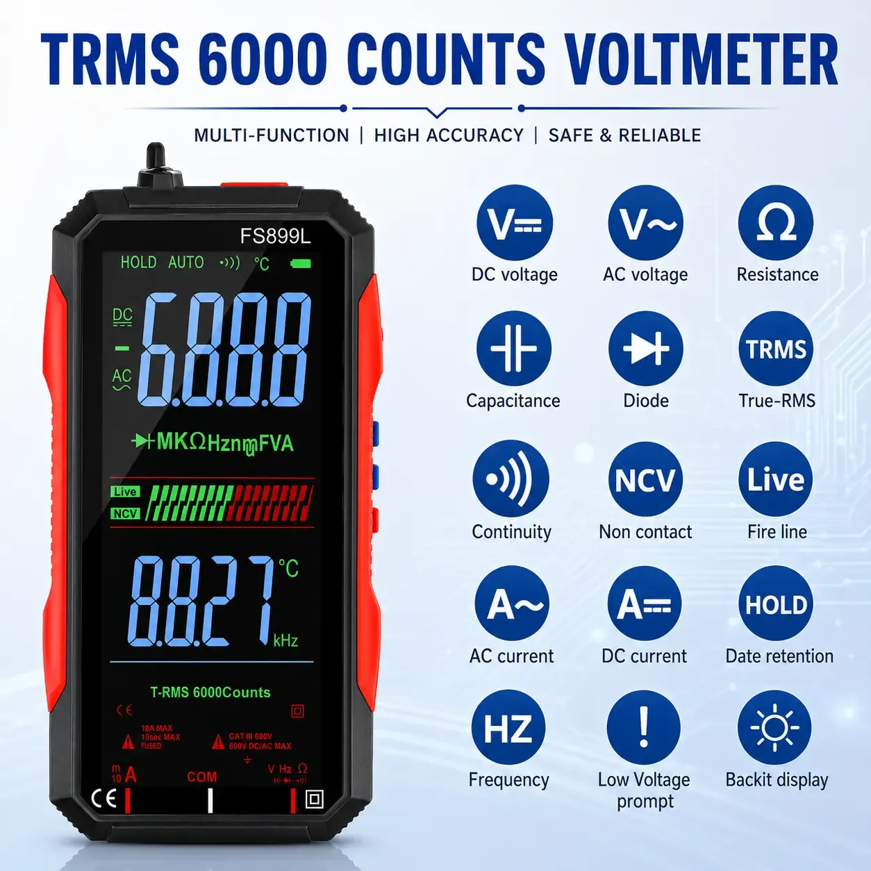 🔥67% Off Last Day⚡True RMS 6000-Count Compact Digital Multimeter