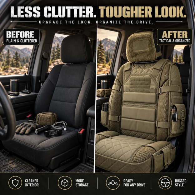 💥Limited Time-53% OFF🚙 Durable Tactical Truck Seat Cover✨ Storage, Protection & All-Day Comfort