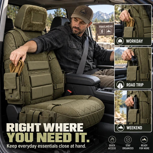 💥Limited Time-53% OFF🚙 Durable Tactical Truck Seat Cover✨ Storage, Protection & All-Day Comfort