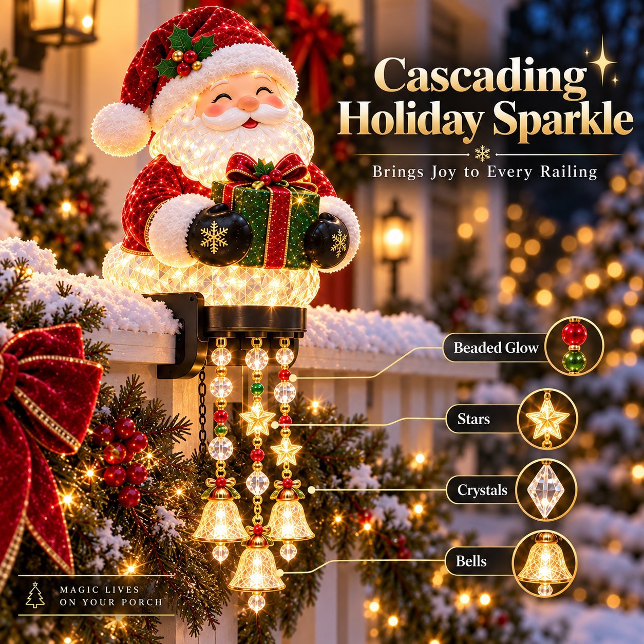 ⏳Last Day 50% OFF🎄 Christmas Porch Railing Lights – 4 Festive Character Designs