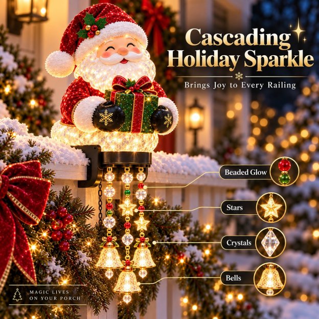 ⏳Last Day 50% OFF🎄 Christmas Porch Railing Lights – 4 Festive Character Designs