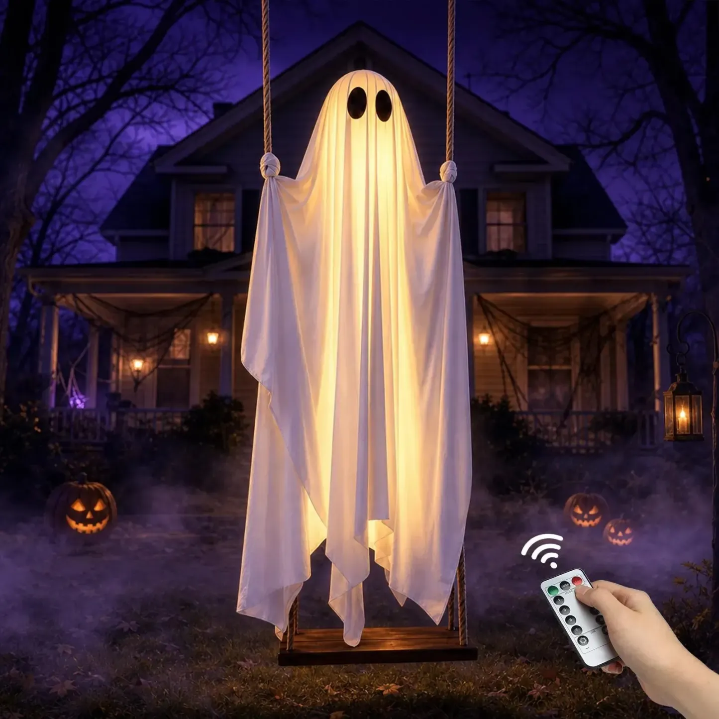 👻49% Off Last Day🔥Halloween Decorations Outdoor 5FT Ghost Swing Lights