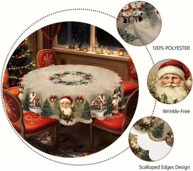 🔥 Last Day 53% OFF 🎄🎅Vintage Christmas Holiday Tablecloth