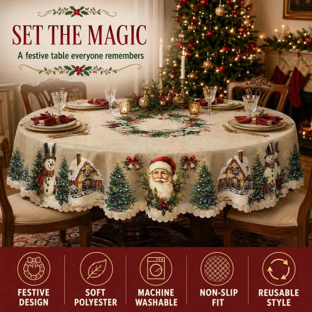 🔥 Last Day 53% OFF 🎄🎅Vintage Christmas Holiday Tablecloth