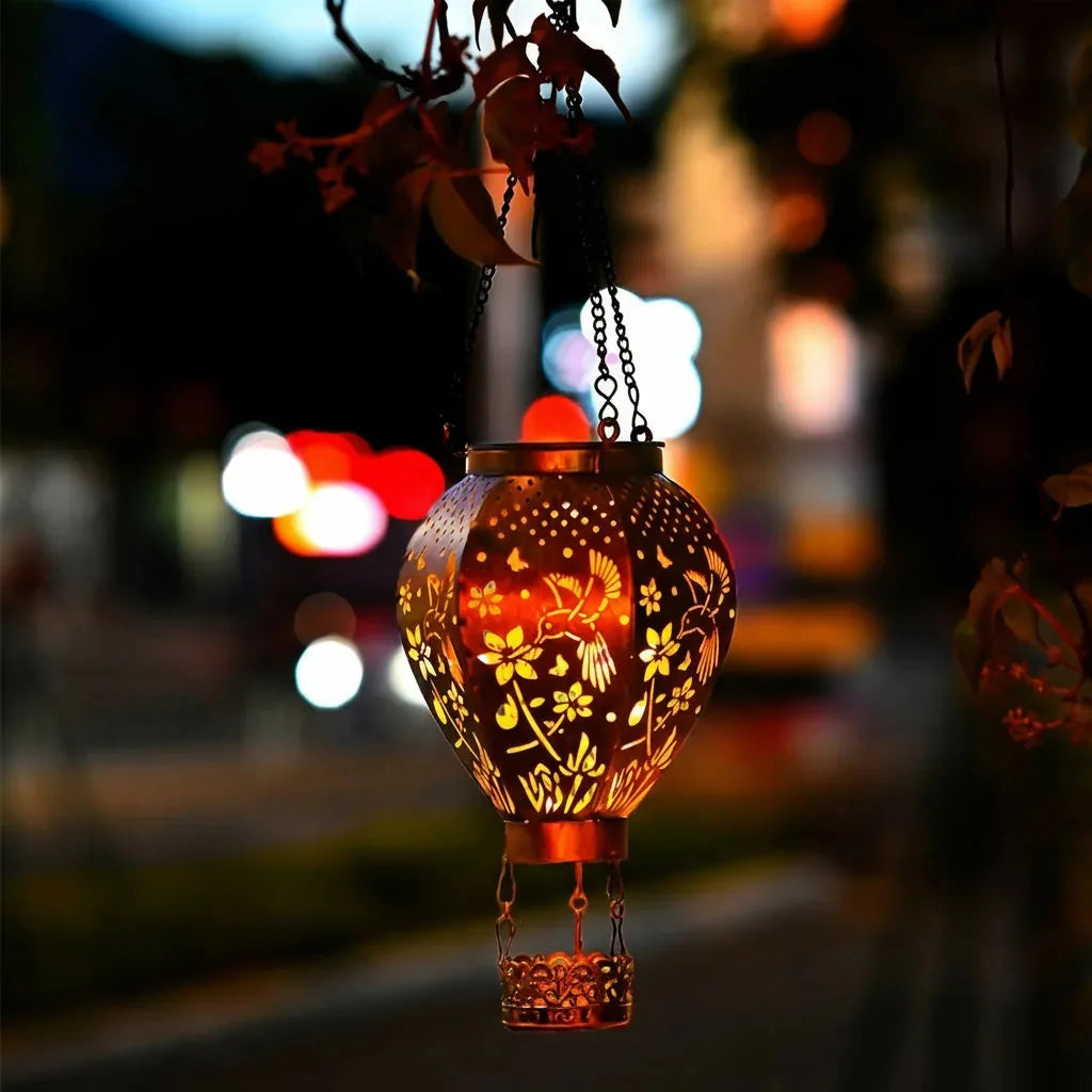 🔥 Last Day 72% OFFSolar Hot Air Balloon Lantern – Auto-On, Hollow-Out Projection, Weatherproof