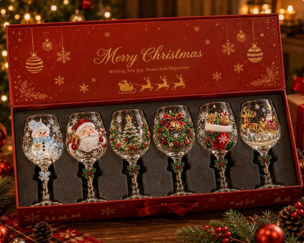 🔥 Last Day 56% OFF🥂Christmas 3D Wine Glass Collection Gift Box Set ✨