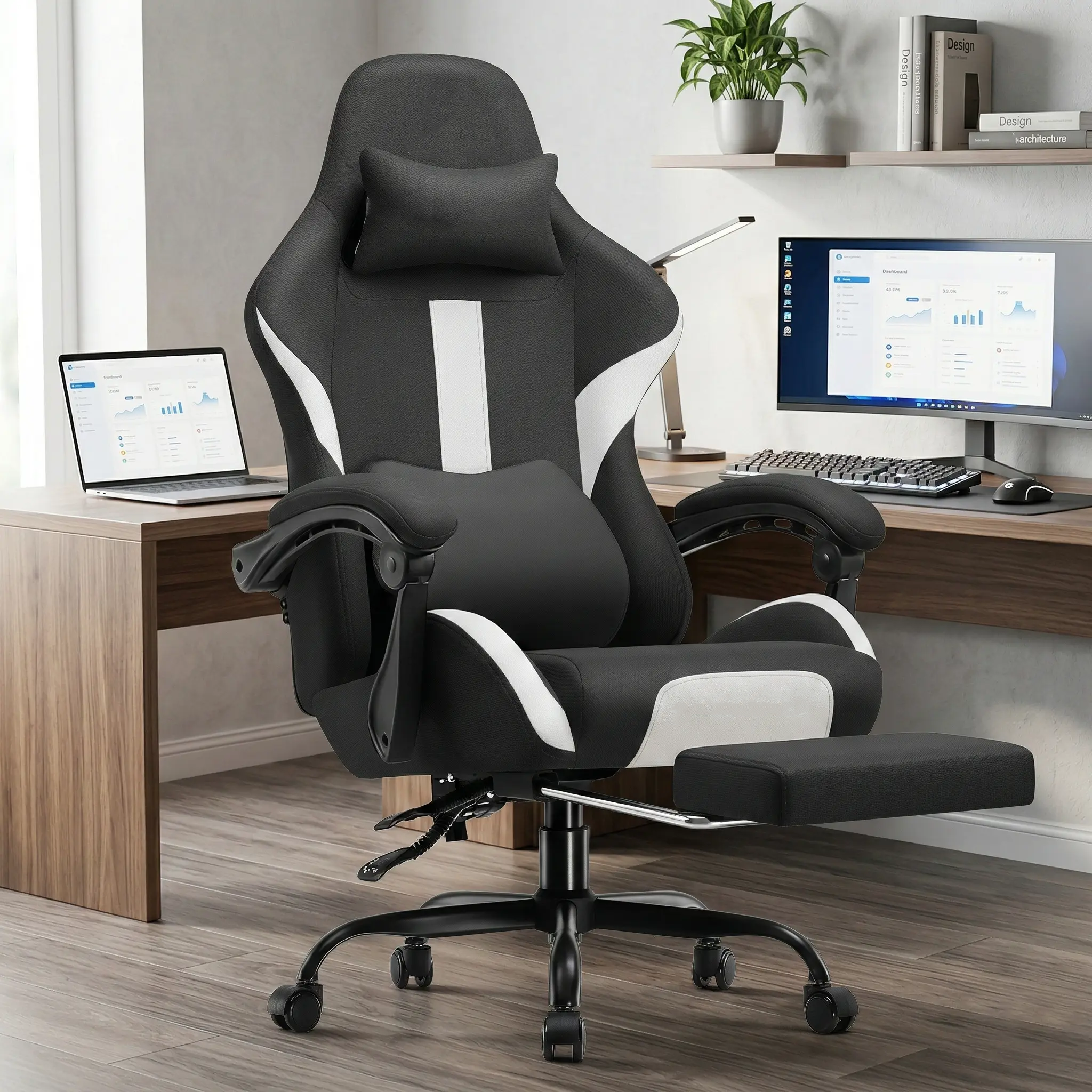 【Deals for You】Ergonomic Office Gaming Chair - Pocket Spring Cushion, Memory Foam Lumbar Pillow, Reclining Mesh Swivel Rolling Task Chair Furniture,Easy Assembly,Comfortable,Gift Idea