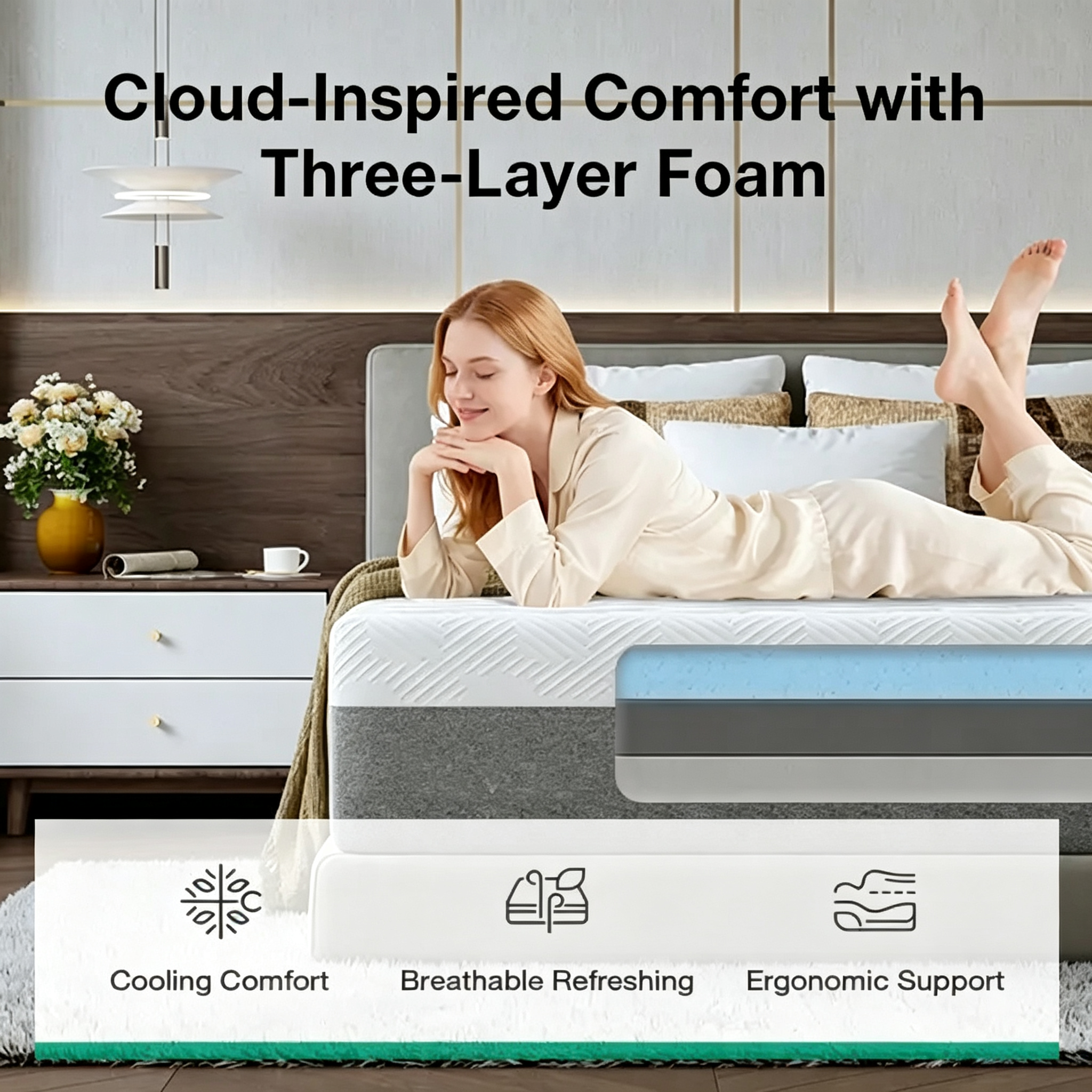 Gel Memory Foam Mattress, Medium Firm Foam Bed