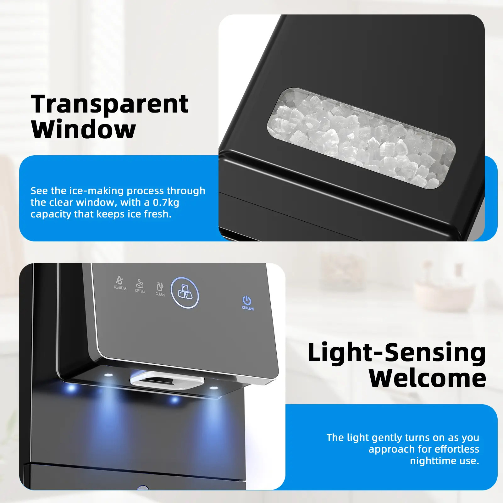 Countertop Nugget Ice Maker with One-Touch Dispensing – 33lbs/Day Production
