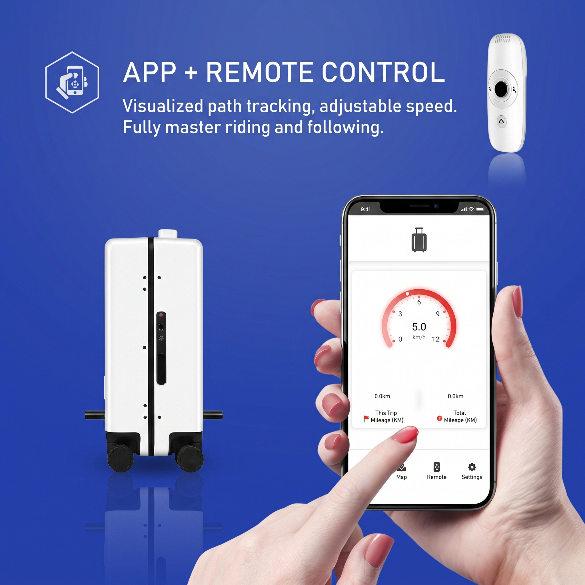 Auto-Follow Smart Suitcase – 33L with Remote & App